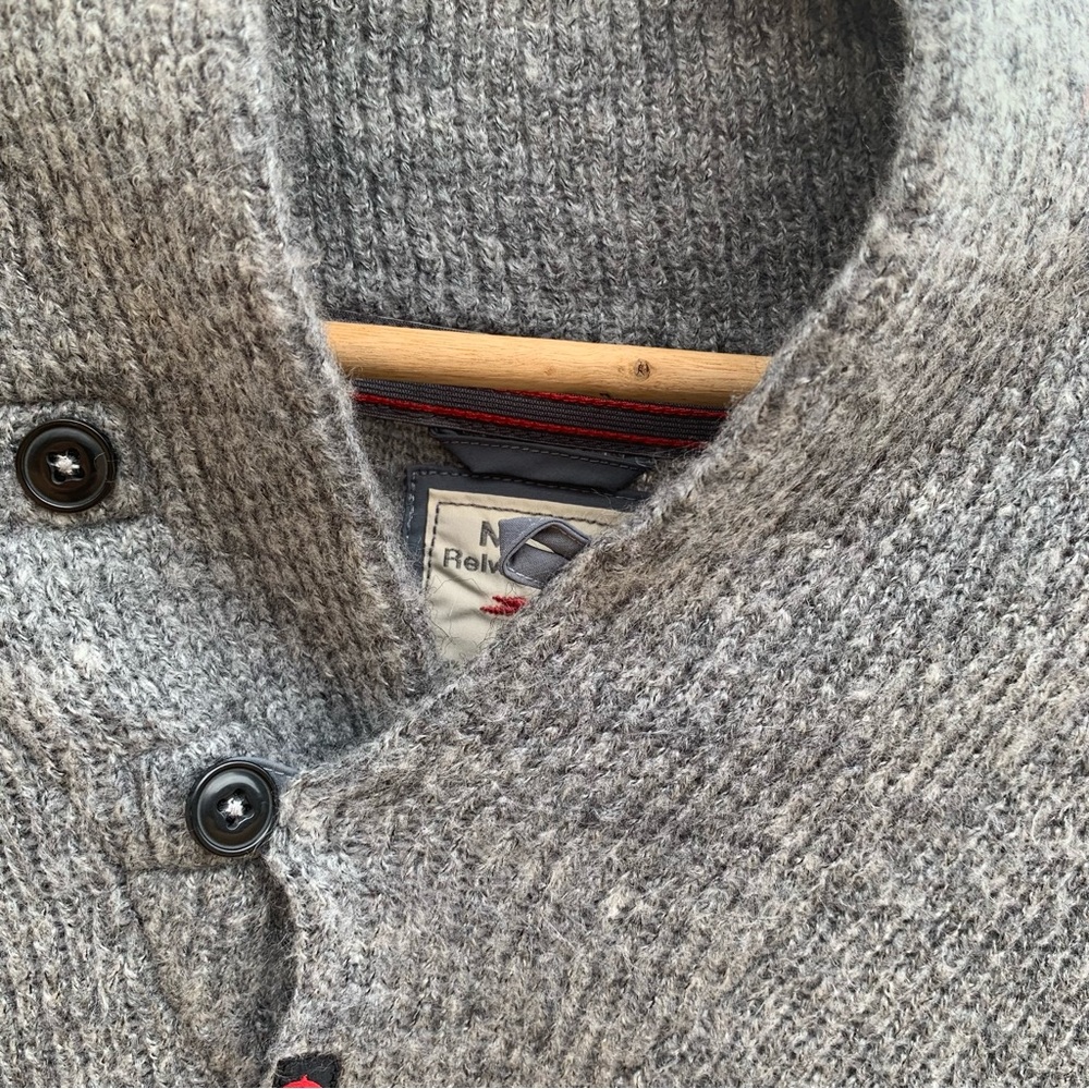 Relwen Men’s Old Salt Shawl Collar Wool Blend Sweater in Grey - Picture 4 of 8